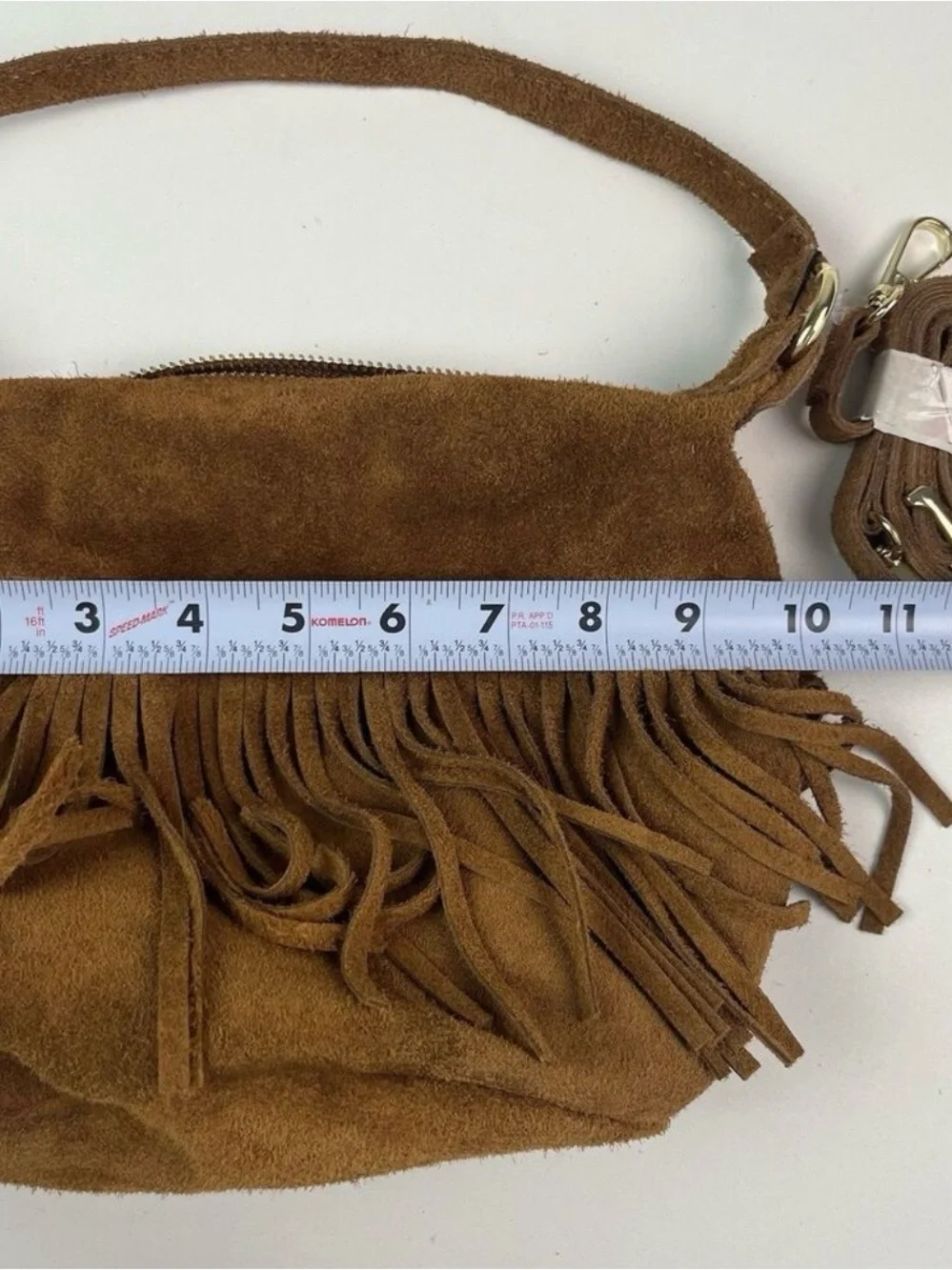 NWT Marlon Italy Suede Leather Fringe Hobo Bag Brown Western Cowgirl Festival